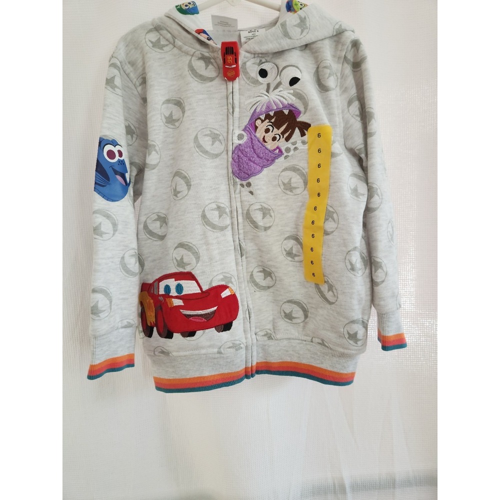NWT Disney 100 Pixar Character Jacket Hoodie Size‎ 6 Gray Boys Girls